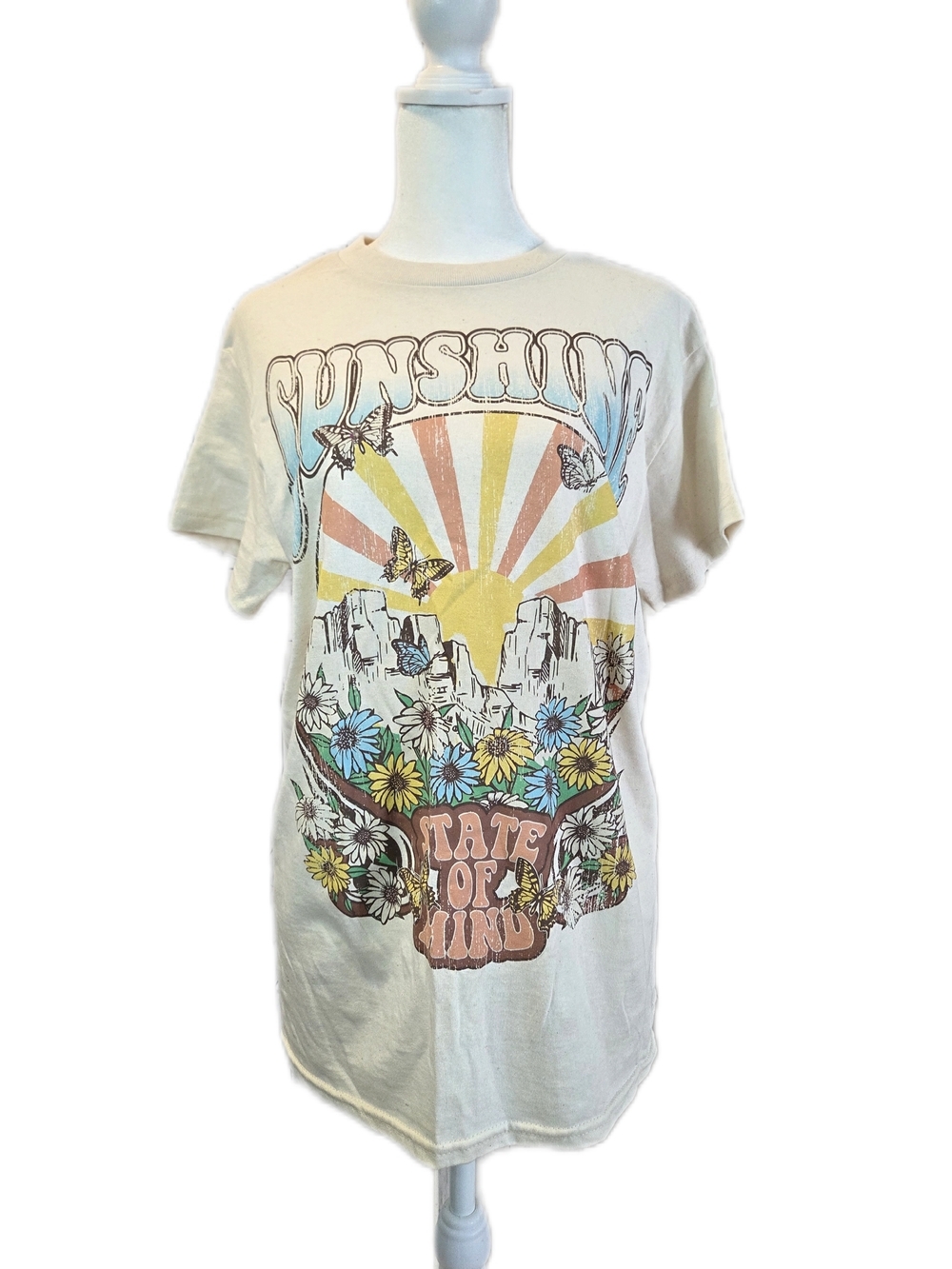 Sunshine Graphic Short Sleeve Tee Boho Comfy Hippy Gypsy Retro Tee Medium